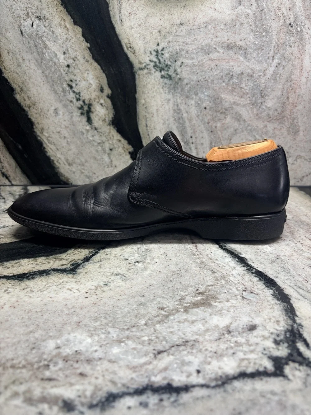 a.testoni Black Label Men’s Black Leather Monk Strap Shoes 8.5 UK / 9.5 US Italy